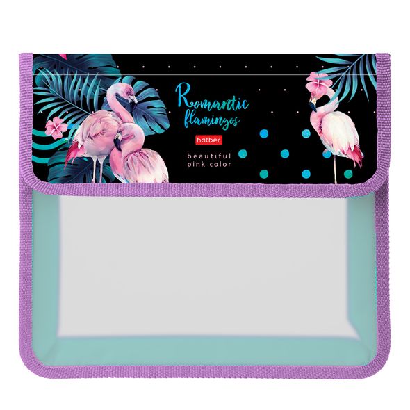 Папка для тетрадей Пластиковая А5ф Hatber 1 отделение на липучке -Romantic flamingos- , 